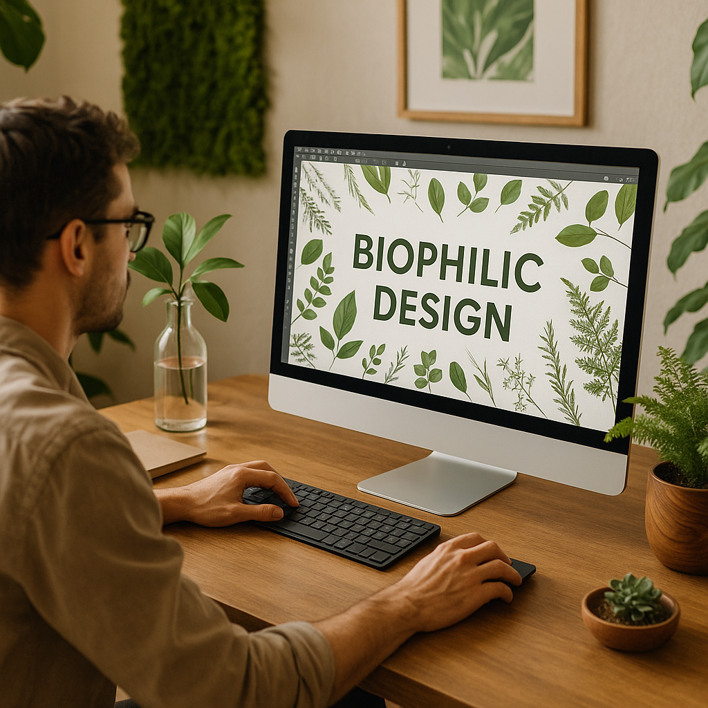 Visuel d’introduction sur Le design biophilique et l’intégration d’éléments naturels dans le graphisme