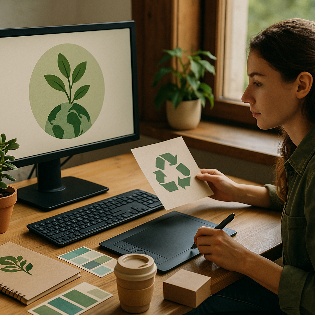 Illustration complémentaire de l’article sur Le graphisme écoresponsable : vers une création plus durable et consciente