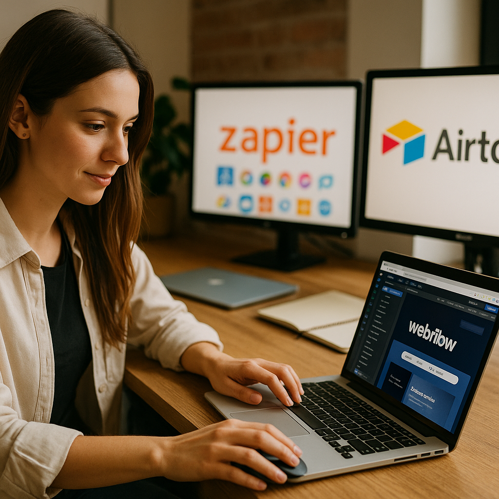 Illustration complémentaire de l’article sur L’essor des outils no-code dans la création de sites web et d’automatisations marketing : Comment et pourquoi intégrer des solutions comme Webflow, Zapier ou Airtable dans vos projets