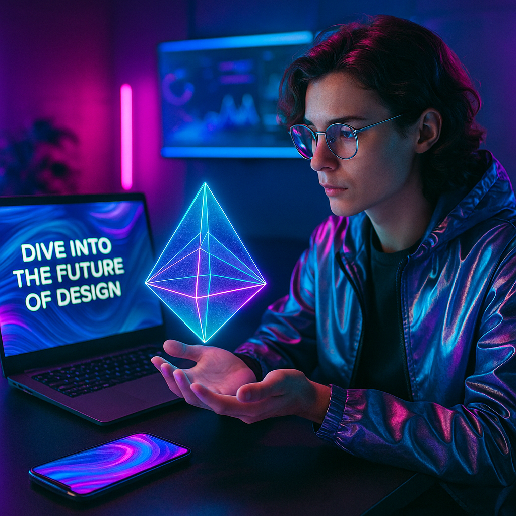 Visuel d’introduction sur L’esthétique holographique et néon : plonger dans le futur du design