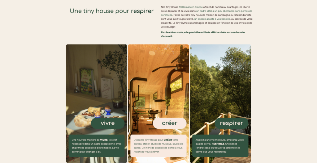 Home page site web - Tiny House par CYME