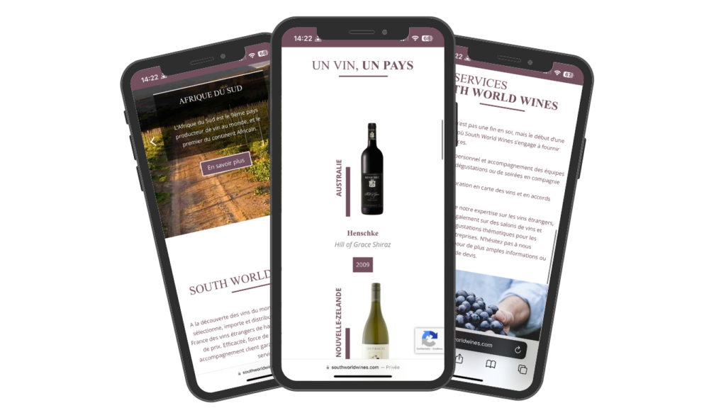mockup smartphone site web version mobile - South World Wines