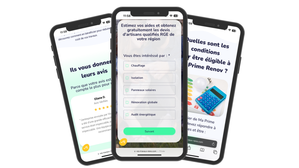 Mockup smartphone site web version mobile - Vos Travaux Réno