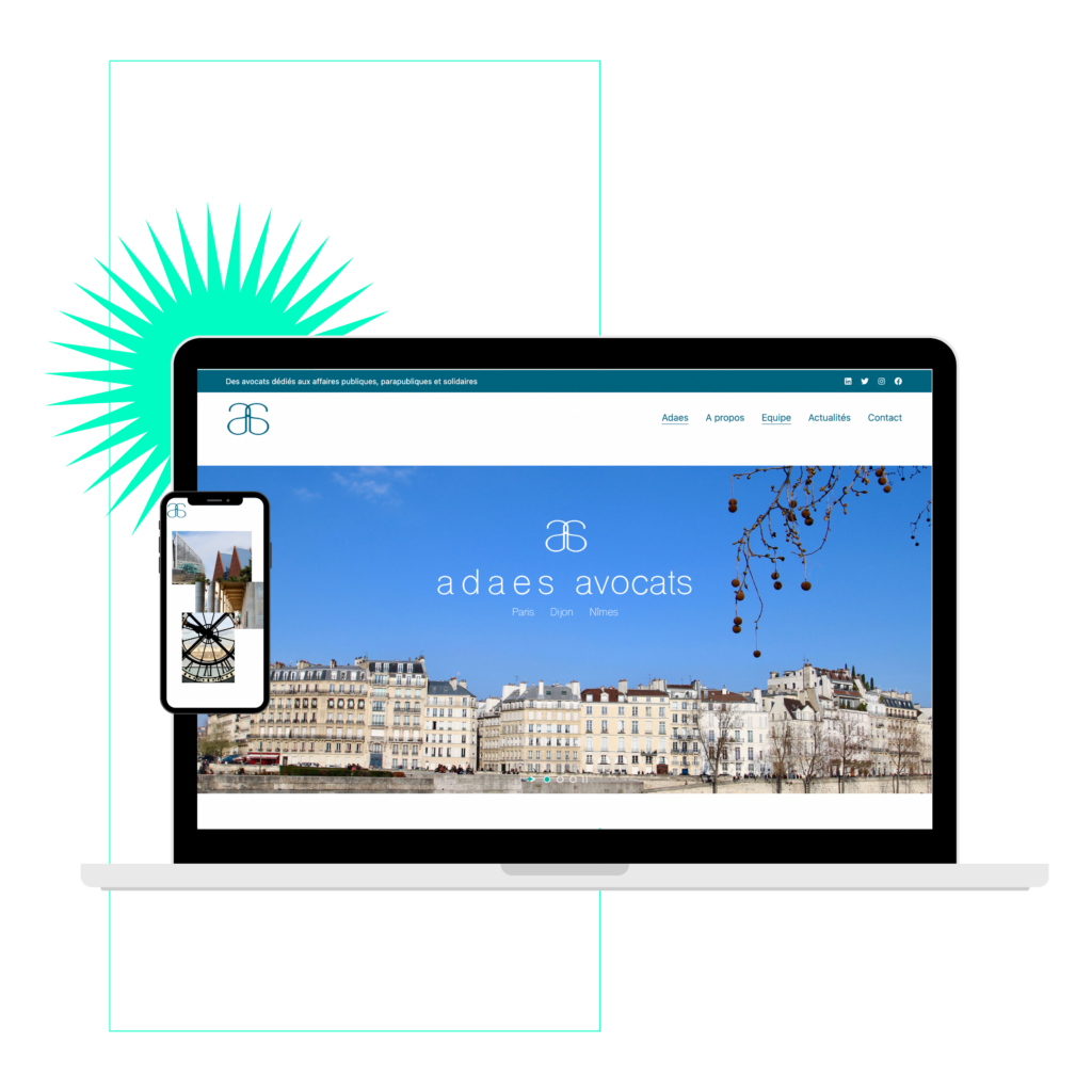 Mockup projet ADAES AVOCATS site web desktop et mobile - Green Mandarine