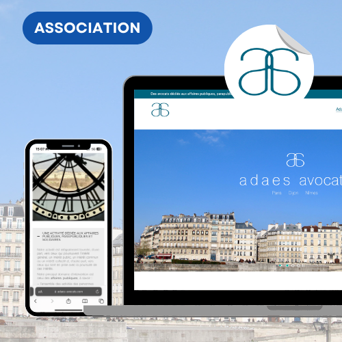 Mockup projet association ADAES AVOCATS site web desktop et mobile - Green Mandarine