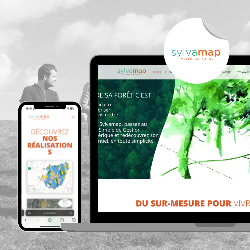 Mockup projet SYLVAMAP site web desktop et mobile - Green Mandarine