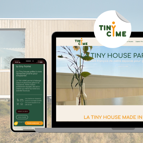 Mockup projet TINY HOUSE PAR CYME site web desktop et mobile - Green Mandarine