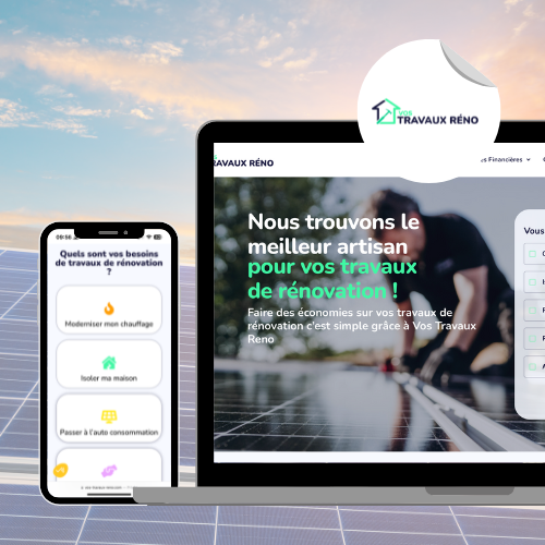 Mockup projet VOS TRAVAUX RÉNO site web desktop et mobile - Green Mandarine
