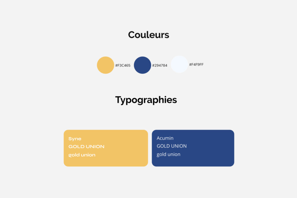 Couleurs et typographies - Gold Union