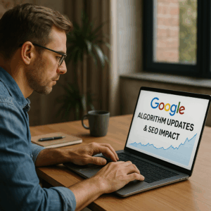Illustration générée pour l’article : Actualités et mises à jour des algorithmes Google et leur impact sur le SEO des sites web