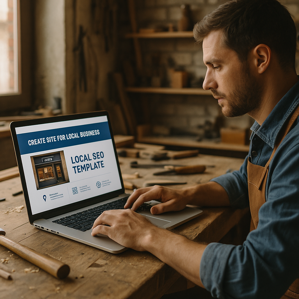 Illustration générée pour l’article : Créer un site pour un artisan ou commerçant : modèle SEO local prêt à l’emploi