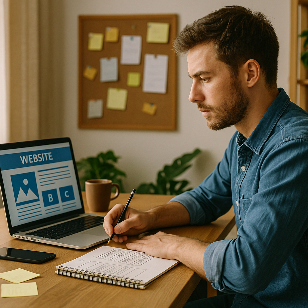 Illustration générée pour l’article : Devenir freelance en création de site web : ce que j’aurais aimé savoir avant de me lancer