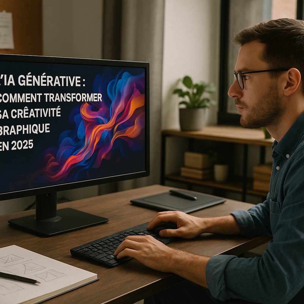 Illustration générée pour l’article : L’IA générative : comment transformer sa créativité graphique en 2025