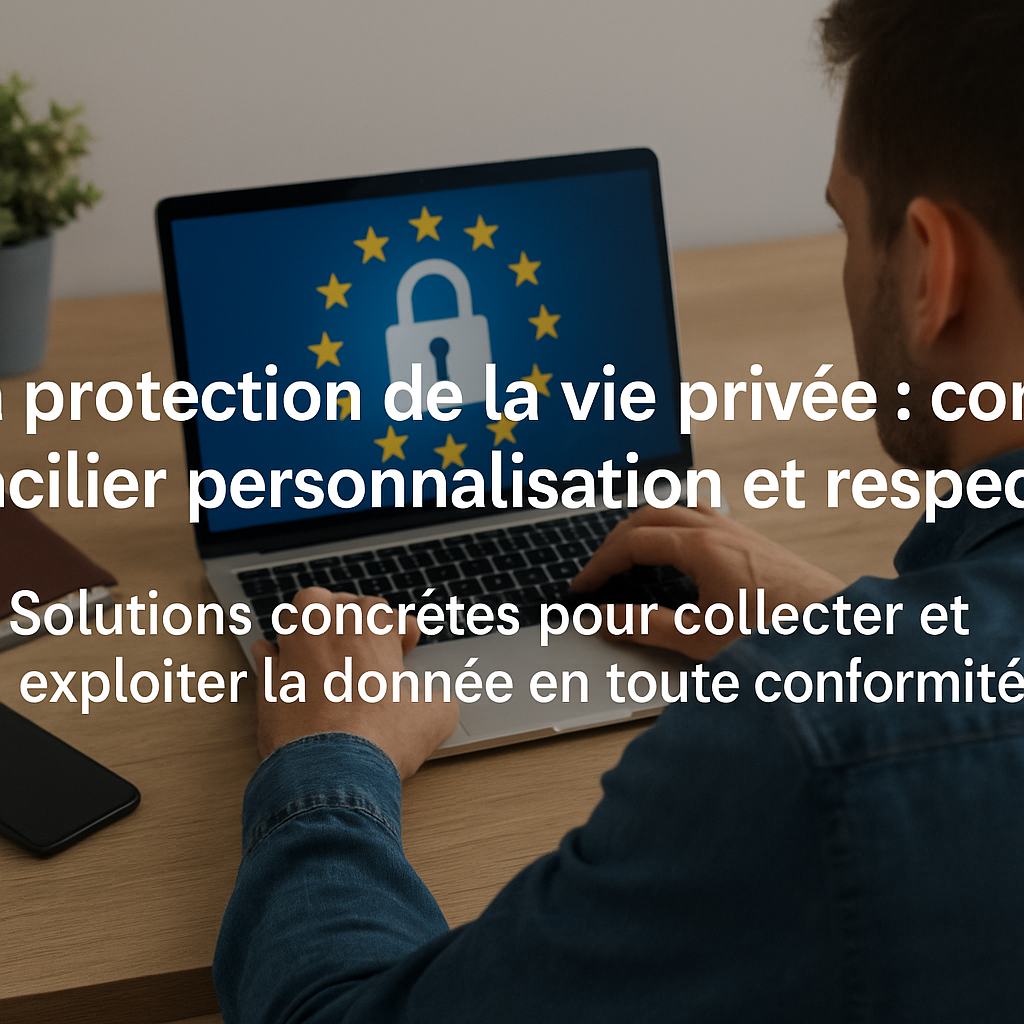 Illustration générée pour l’article : La protection de la vie privée : comment concilier personnalisation et respect du RGPD ? : Solutions concrètes pour collecter et exploiter la donnée en toute conformité