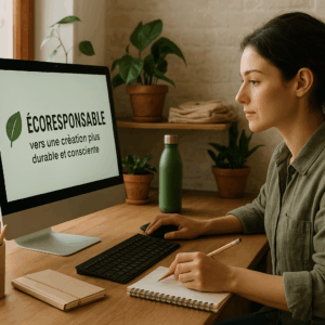 Illustration générée pour l’article : Le graphisme écoresponsable : vers une création plus durable et consciente