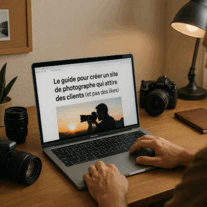 Illustration générée pour l’article : Le guide pour créer un site de photographe qui attire des clients (et pas des likes)