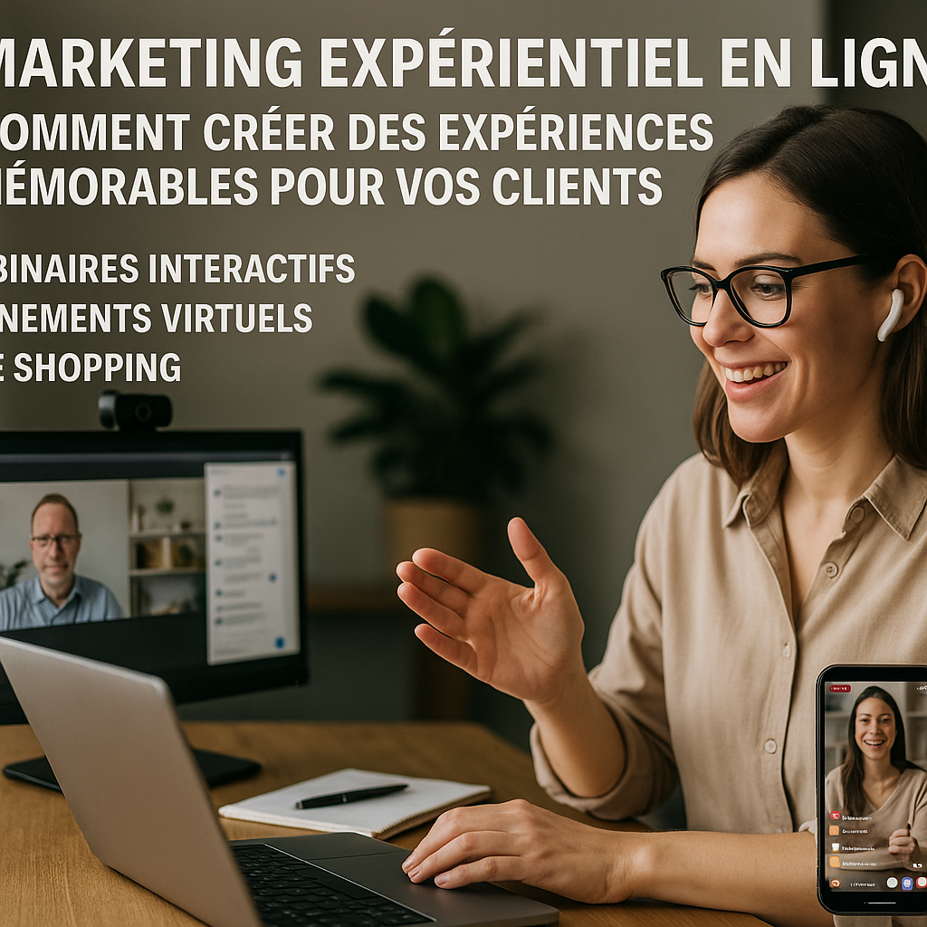 Illustration générée pour l’article : Le marketing expérientiel en ligne : comment créer des expériences mémorables pour vos clients : Webinaires interactifs, événements virtuels, live shopping