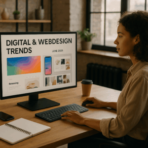 Illustration générée pour l’article : Les tendances digitales et webdesign en juin 2025