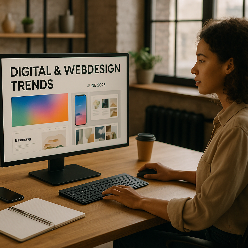 Illustration générée pour l’article : Les tendances digitales et webdesign en juin 2025