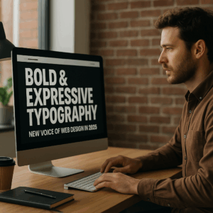 Illustration générée pour l’article : Les typographies audacieuses et expressives : nouvelle voix du web design en 2025