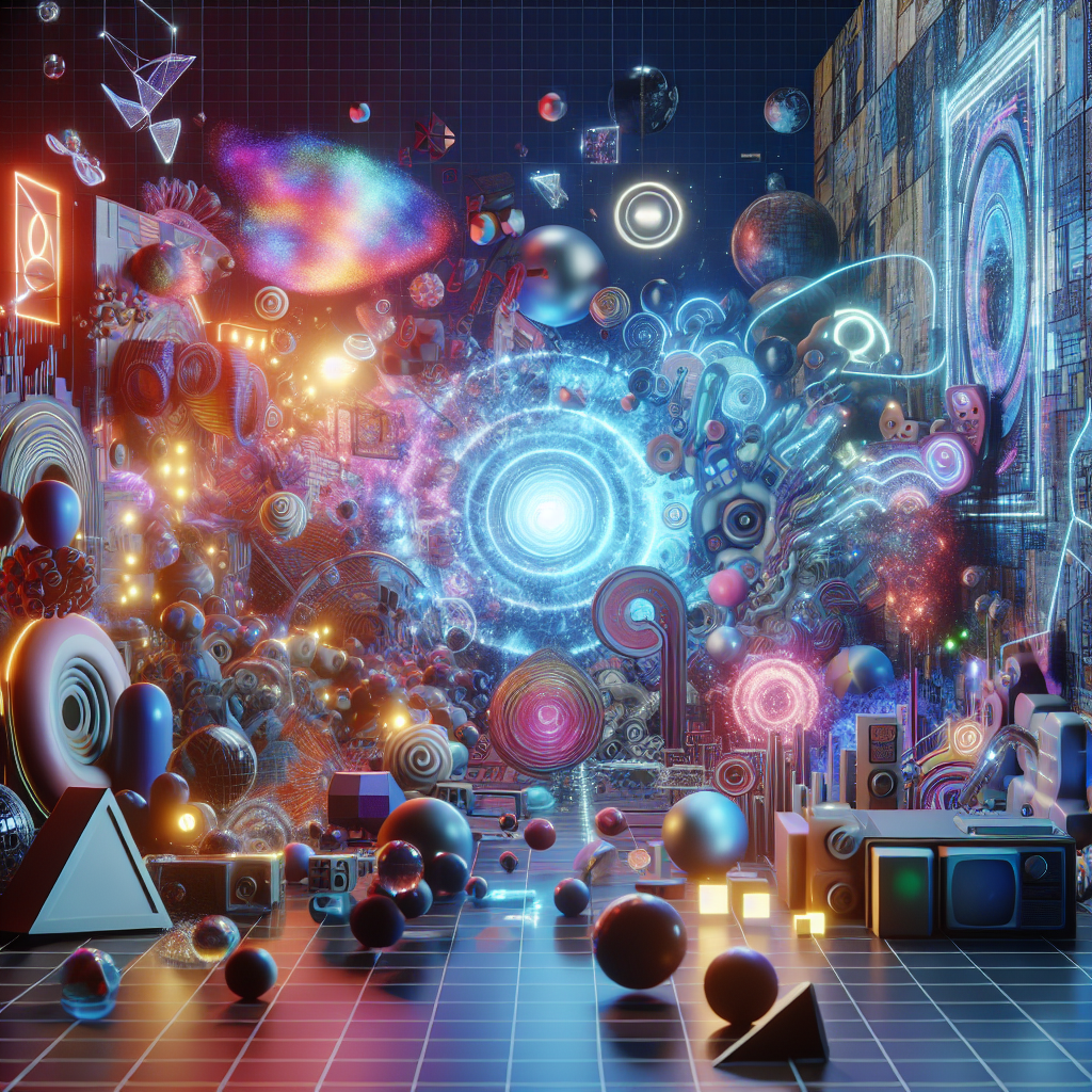 Illustration générée pour l’article : L’esthétique holographique et néon : plonger dans le futur du design