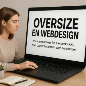 Illustration générée pour l’article : L’oversize en webdesign : comment utiliser les éléments XXL pour capter l’attention sans surcharger
