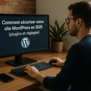 Illustration générée pour l’article : Comment sécuriser votre site WordPress en 2025 (plugins et réglages)