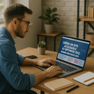 Illustration générée pour l’article : Créer un site accessible et optimisé SEO : bonnes pratiques 2025